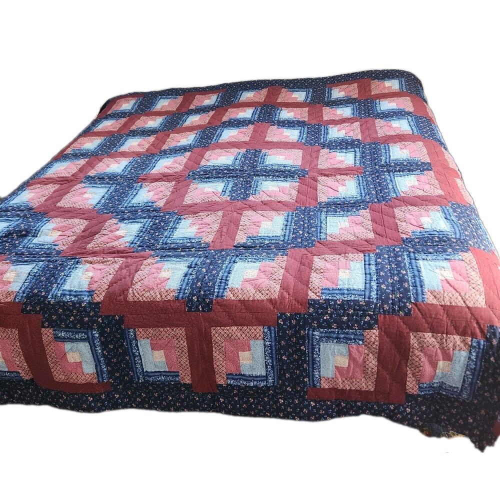 Vintage 90s Farmhouse Cottage Vermont Cabin Patchwork Quilt & Shams Bedspread